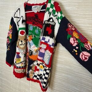 Vintage 90s Christmas/Holiday "Ugly" Sweater - Teddy Bears Doctor Knit Cardigan